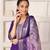 Dark purple chanderi suit with embroidery and organza dupatta