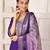 Dark purple chanderi suit with embroidery and organza dupatta
