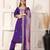Dark purple chanderi suit with embroidery and organza dupatta