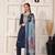 Teal blue chanderi suit with embroidery and organza dupatta