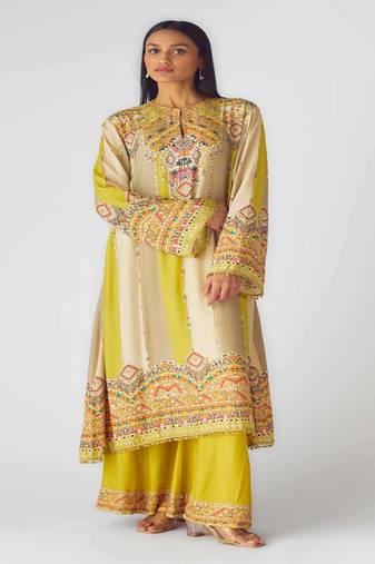 Multicolor sequin embroidered muslin kurta set