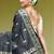 Black pure handwoven baluchari silk saree with exquisite resham work in golden color