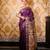 Violet pure handwoven baluchari silk saree with exquisite resham work in golden color