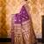 Violet pure handwoven baluchari silk saree with exquisite resham work in golden color