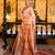 Beige pure handwoven baluchari silk saree with exquisite resham work in copper color