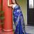 Ink blue pure handwoven baluchari silk saree with exquisite resham minakari work in dual color