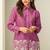 Pink embroidery thared, schiffli work chinnon silk cord set pant suit-free size stitching (size upto 42")