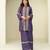 Purple embroidery thared, schiffli work chinnon silk cord set pant suit-free size stitching (size upto 42")