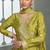 Green embroidery, zari & printed work chinnon silk straight palazzo suit-free size stitching (size upto 42")