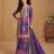Purple & rani pink embroidery & sequins printed chinnon silk straight palazzo suit-free size stitching (size upto 42")