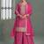 Pink embroidery, zari & printed work chinnon silk straight palazzo suit-free size stitching (size upto 42")