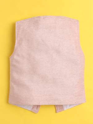 Baby pink velvet woven sleeveless embriodered waistcoat 3