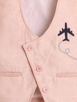 Baby pink velvet woven sleeveless embriodered waistcoat 4