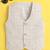 Beige cotton woven sleeveless checks waistcoat