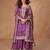 Purple zari embroidery & sequins work simar silk straight palazzo suit-free size stitching (size upto 42")