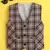 Brown cotton woven sleeveless checks waistcoat