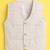Beige cotton woven sleeveless checks waistcoat