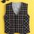 Black cotton woven sleeveless checks waistcoat