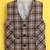 Brown cotton woven sleeveless checks waistcoat