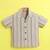 Brown organic cotton woven striped shirt and short set with solid tshirt