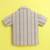 Brown organic cotton woven striped shirt and short set with solid tshirt