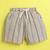 Brown organic cotton woven striped shirt and short set with solid tshirt