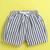 Blue organic cotton woven striped shirt and short set