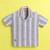 Beige organic cotton woven striped shirt and short set with solid tshirt