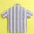 Beige organic cotton woven striped shirt and short set with solid tshirt