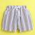 Beige organic cotton woven striped shirt and short set with solid tshirt