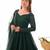 Dark green sequins work pure fox georgette stitched anarkali style suit with pants & dupatta