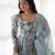 Sky blue floral print pure organza silk stitched anarkali style suit with pants & dupatt