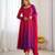 Darkpink ombre pure fox georgette fully stitched anarkali gown style suit with pants & dupatta