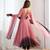 Onionpink ombre pure fox georgette fully stitched anarkali gown style suit with pants & dupatta