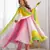 Multicolour ombre pure faux georgette fully stitched anarkali gown style suit with pants & dupatta