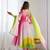 Multicolour ombre pure fox georgette fully stitched anarkali gown style suit with pants & dupatta