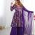 Purple floral print pure romansilk chanderi stitched kediya kurta with palazzo pants & dupatta