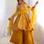 Yellow floral print pure romansilk chanderi stitched kediya kurta with palazzo pants & dupatta