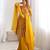 Yellow floral print pure romansilk chanderi stitched kediya kurta with palazzo pants & dupatta