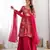 Pink floral print pure romansilk chanderi stitched kediya kurta with palazzo pants & dupatta