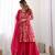 Pink floral print pure romansilk chanderi stitched kediya kurta with palazzo pants & dupatta