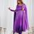 Purple ombre pure fox georgette fully stitched anarkali gown style suit with pants & dupatta