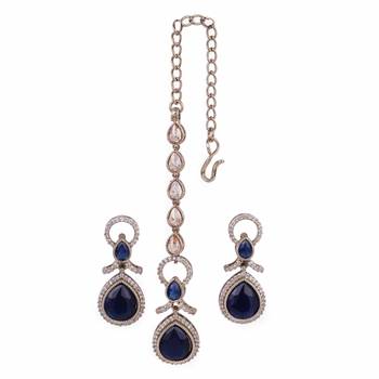 Appealing round and oval shape gold plated dangle earring with maangtikka for women and girls 1