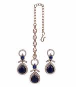 Appealing round and oval shape gold plated dangle earring with maangtikka for women and girls