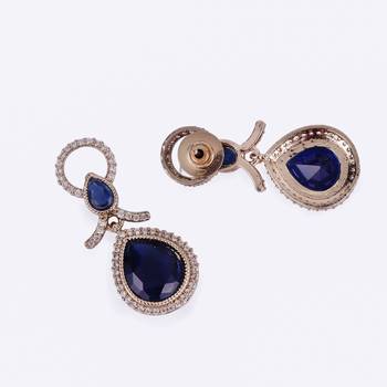 Appealing round and oval shape gold plated dangle earring with maangtikka for women and girls 3