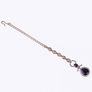 Appealing round and oval shape gold plated dangle earring with maangtikka for women and girls 4