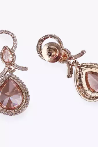Creative round and oval shape gold plated dangle earring with maangtikka for women and girls