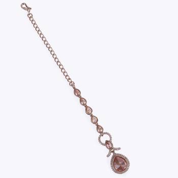 Creative round and oval shape gold plated dangle earring with maangtikka for women and girls 4