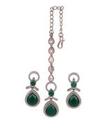 Charming round and oval shape gold plated dangle earring with maangtikka for women and girls