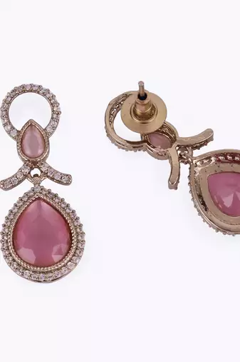 Astonish round and oval shape gold plated dangle earring with maangtikka for women and girls